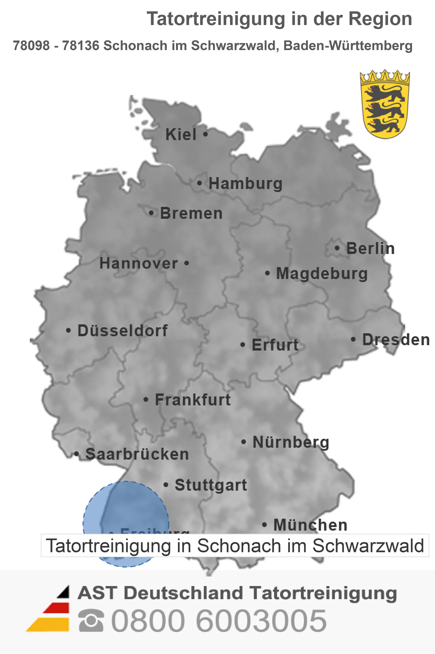 Tatortreinigung Schonach im Schwarzwald