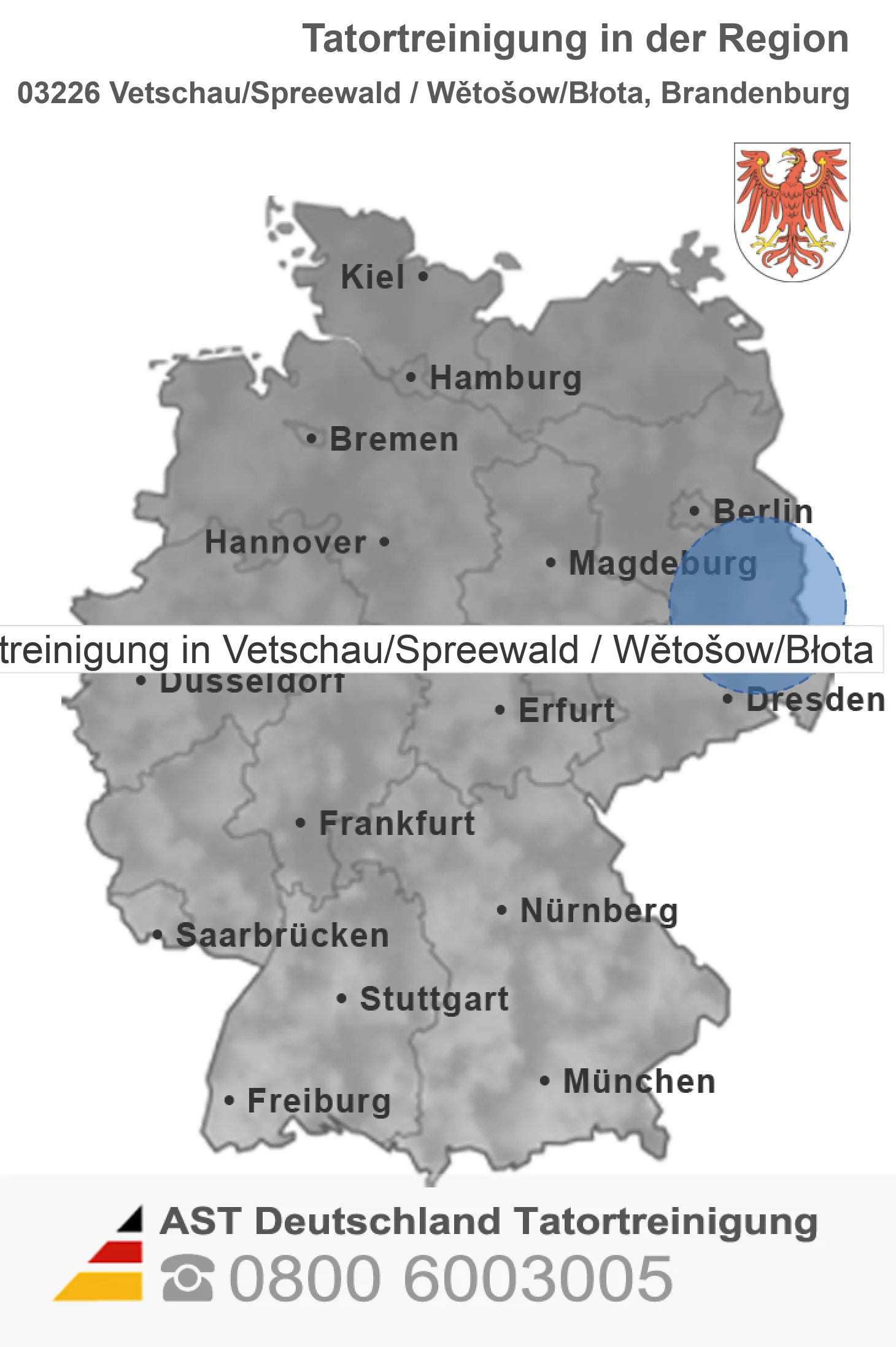 Tatortreinigung Vetschau/Spreewald / Wěto&scaron;ow/Błota